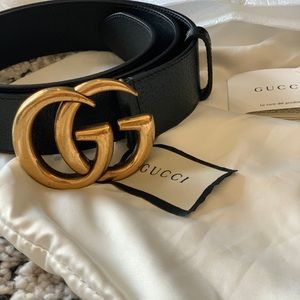 GUCCI - Wide Black Leather with Double G